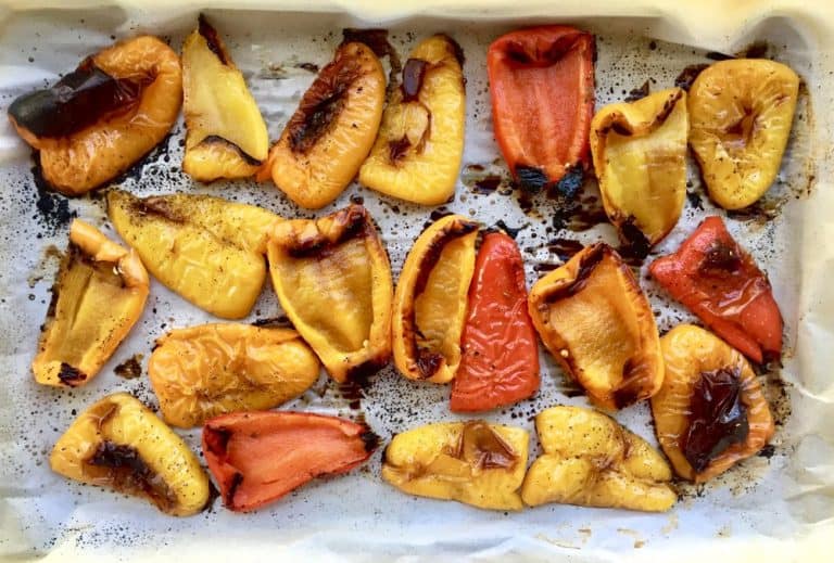 Roasted bell peppers with garlic & herbs