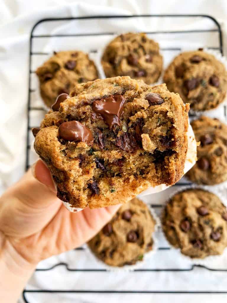 One Bowl Chocolate Chip Zucchini Muffins | Healthy, Clean Ingredients