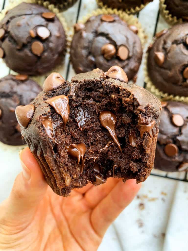 Healthy Peanut Butter Chocolate Banana Muffins | Clean Ingredient, Simple Muffin Recipe