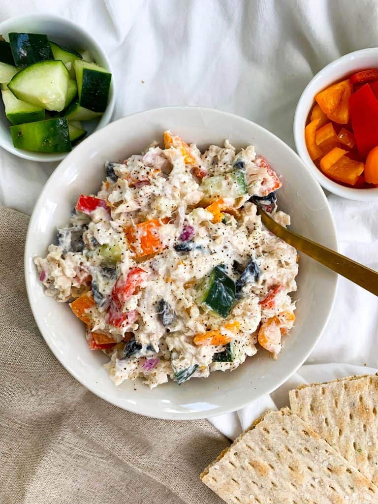 No Mayo Healthy Mediterranean Tuna Salad | Easy 10 Minute Recipe