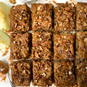 top view of apple cake after slicing