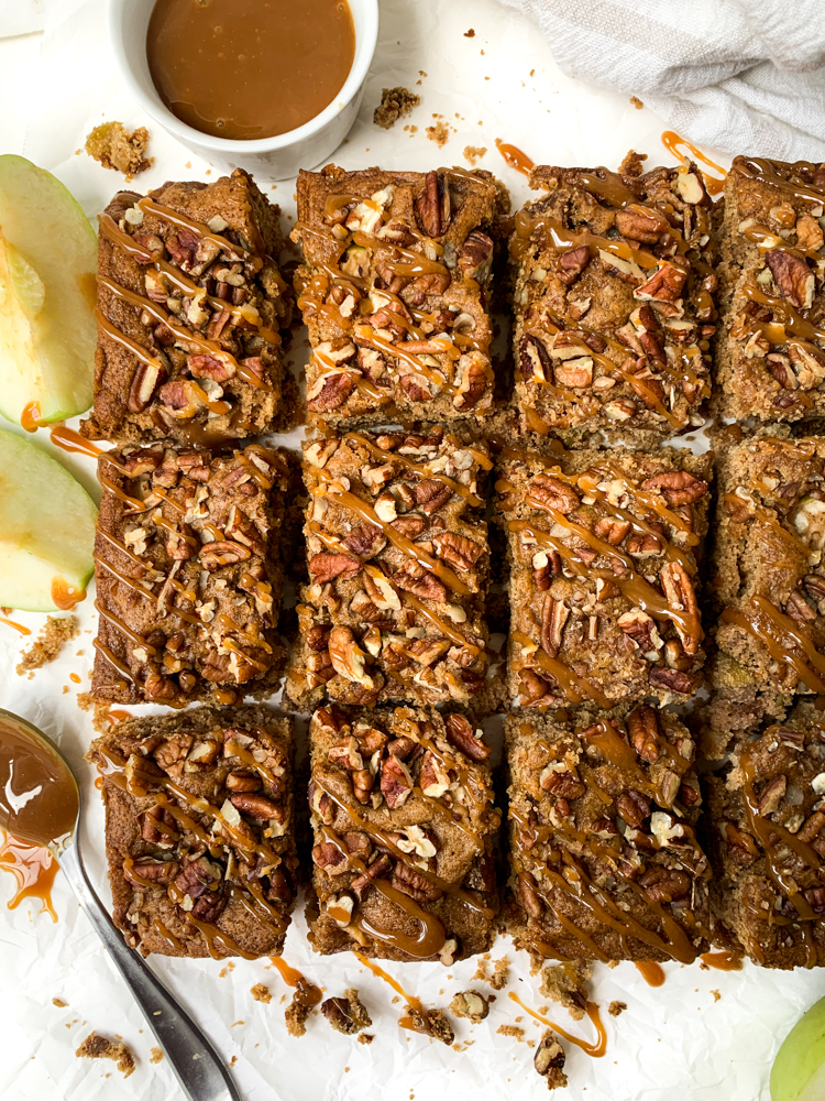 Vegan Apple Cake with Caramel Drizzle (Healthy)