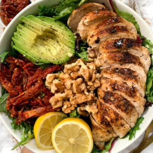 marinated chicken salad with a rosemary vinaigrette
