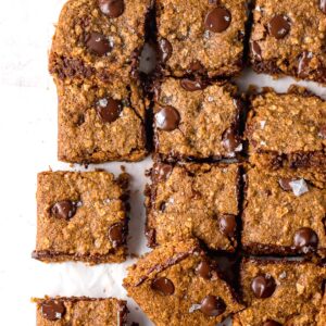 sweet potato bars cut into squares after baking